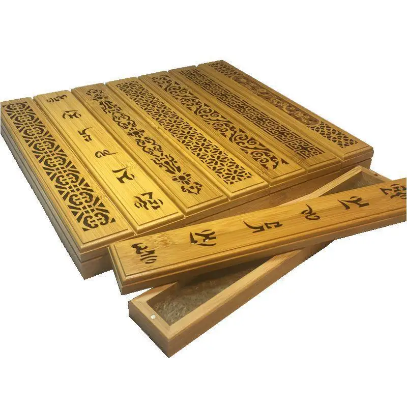 

Bamboo Incense Burner Hand Carving Hollow Stick Incense Plate Holder Joss Stick Box Lying Censer For Home Decor Living Room