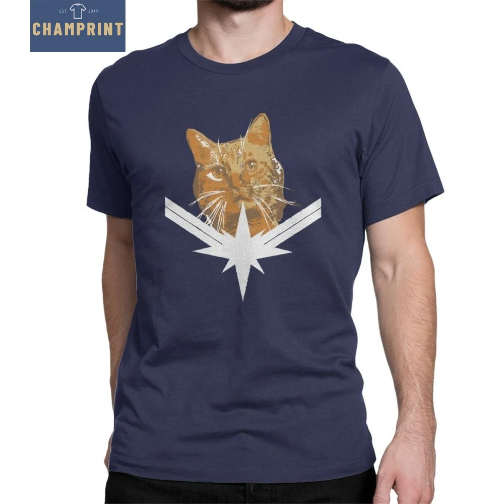 

Goose The Marvelous T Shirts Men Designs Captain Marvel T-Shirt Carol Tops Vintage Crewneck Cotton Tees