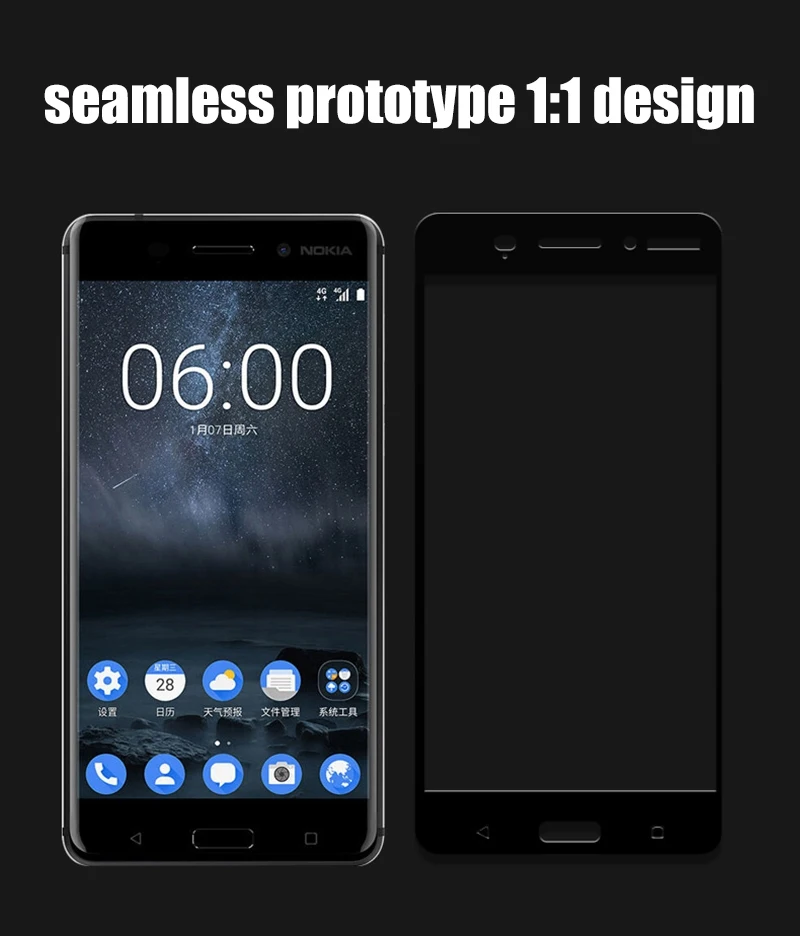 Hisomone 9H Tempered Glass For Nokia 6 2017 5 3 8 7 Screen Protector Anti Shatter Glass For Nokia 5 7 8 3 6 2017 Film