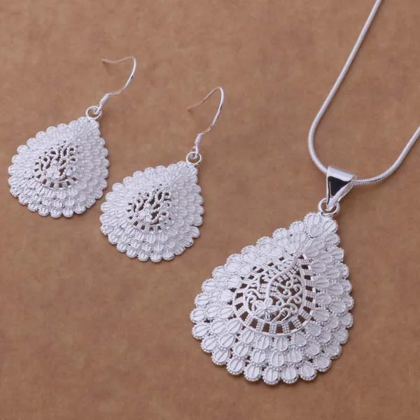AS305 Lucky Silver Color 925 Jewelry Sets For Women Earring 418 + Necklace 202 /bonakfua Amnajdua | Украшения и аксессуары