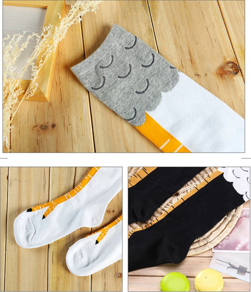 High Quality Creative Chicken Women Over the Knee Socks Cartoon Cotton Chicken Claw Ladies 3D Print Funny Animal High Socks