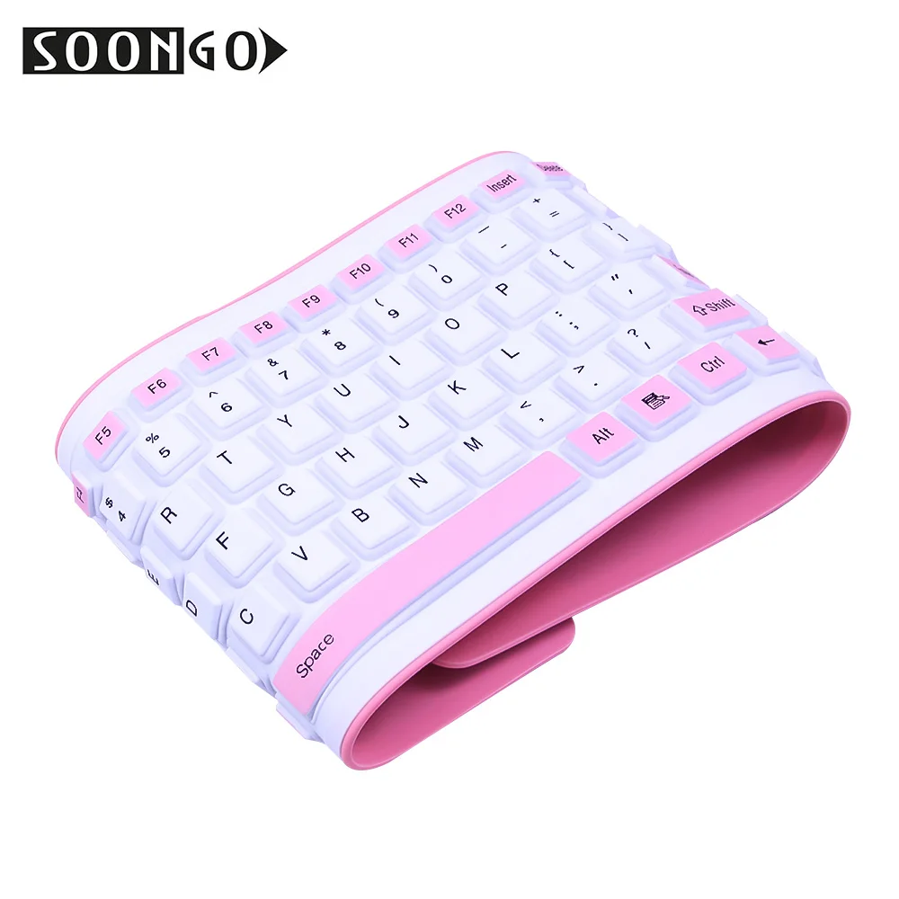 Folding Silicone Soft Keyboard Flexible Wired Slim Gamer Universal Teclado Portable Mini Roll-up Multicolor PC Desktop Laptop (9)