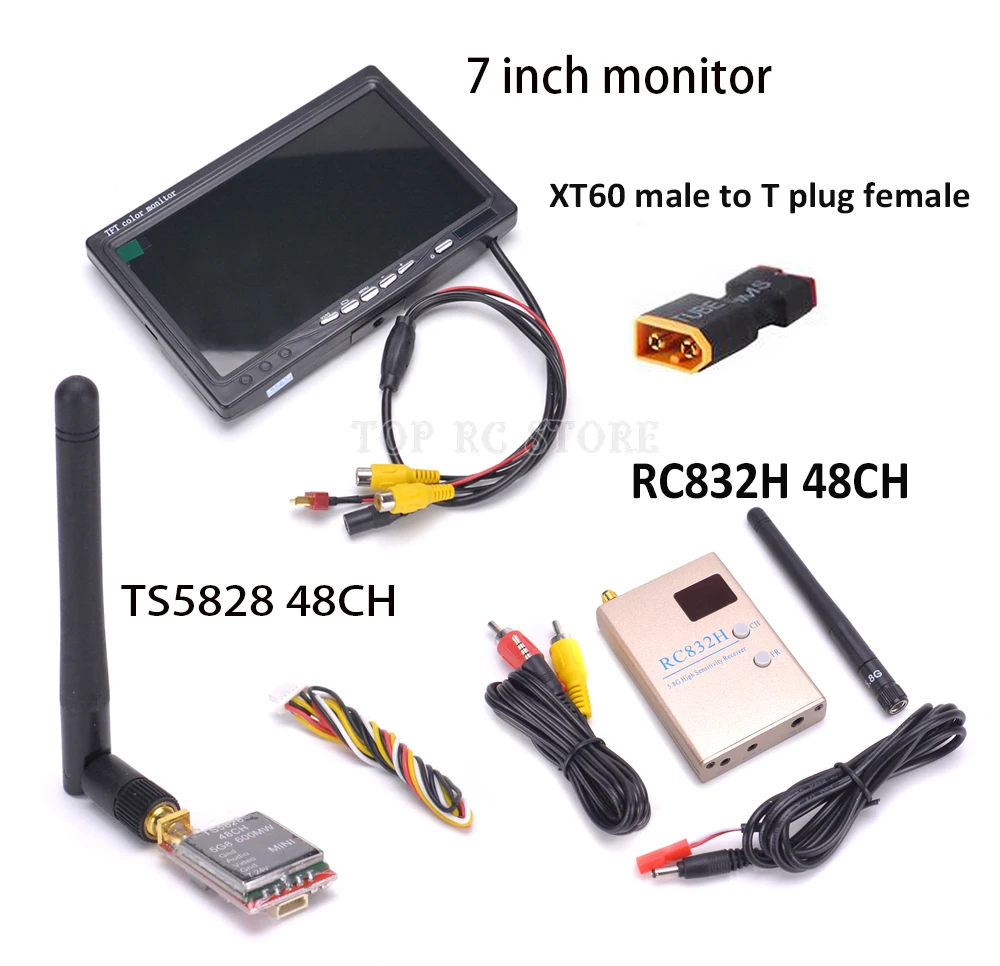 Новинка 1024x600 7 дюймовый монитор TS5828 5 8 ГГц 48Ch 600 мВт FPV AV беспроводной передатчик +