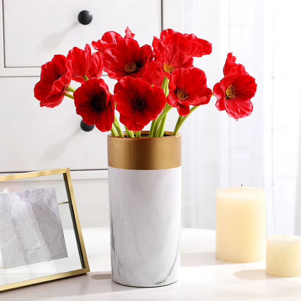 

Artificial Poppy Flowers Fake bridal Wedding Bouquet Home office shop party bouquet decoration simulation PU flower photo props