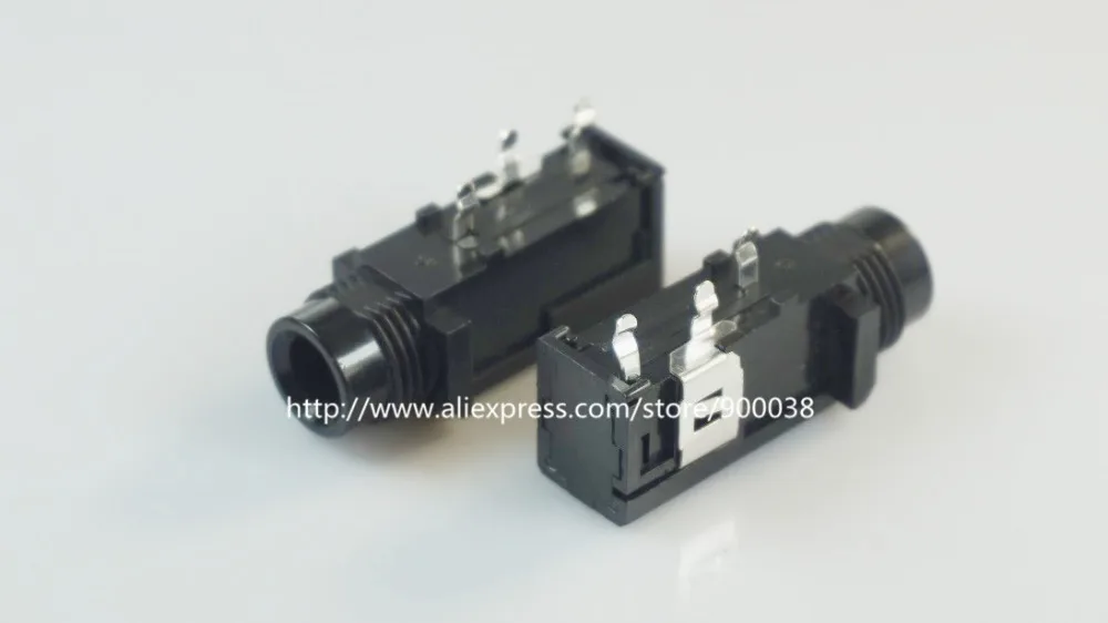 500 pcs 1 4 6 35mm Mono phone Jack Headphone Connector 2 conductor 3 contact through hole Right Angle Single Switch