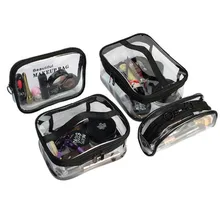 Women Fashion Transparent PVC Cosmetic Bag Travel Bag, Makeup Organizer Waterproof Bathroom Bag Simple Storage Bag Packing Cubes