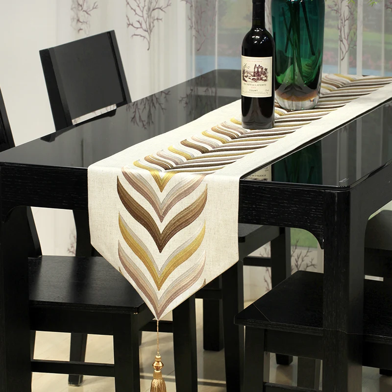 

30cm*180 Size Customized Table Runner Geometrical Line Design Wedding Art Decor Crafts Table Runner