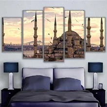 Home Decor Paintings On Canvas Wall Modular 5 Panel Sultan Ahmed Mosque Modular Pictures Vintage For Living Room HD Print hazem ahmed saleh ahmed javascript unit testing