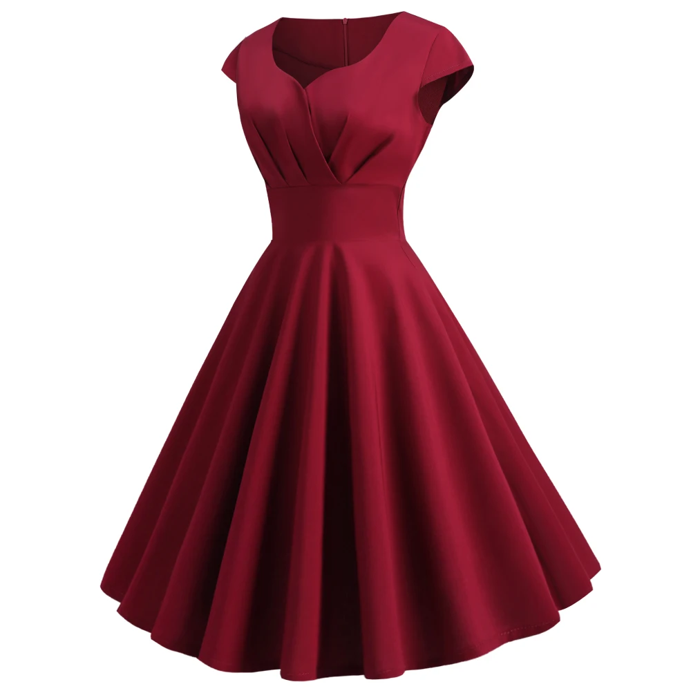 Joineles, элегантный стиль, милая горловина, короткий рукав, женское ретро платье, 6 однотонных цветов, летнее винтажное платье, хлопковая туника, Vestidos