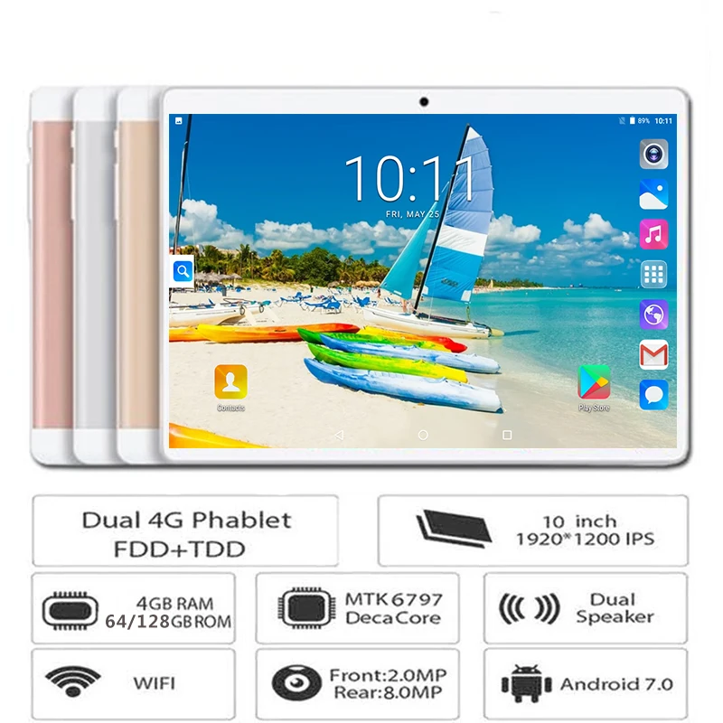 

10 inch 4G LTE Tablets Deca Core Android 7.0 RAM 4GB ROM 128GB Dual SIM Cards 1920*1200 IPS HD 10.1 inch Tablet PCs+Gifs