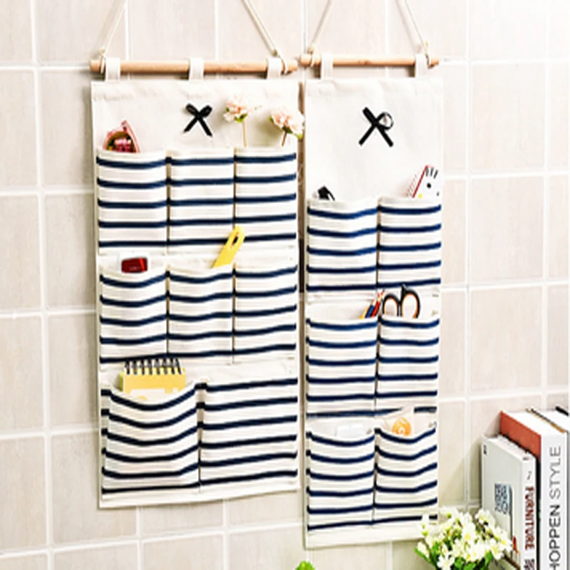 Cotton linen Wall Hanging Organizer Bag Multi-layer Holder Storage Home Decoration Makeup Rack Linen Jewelry bag | Дом и сад