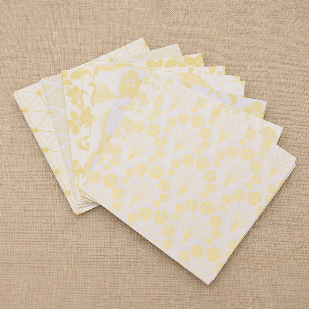 

72pcs Classic Gold Color Plants Flower Origami Paper For Kids Handmade Craft DIY Gift Box Decor Scrapbook Paper