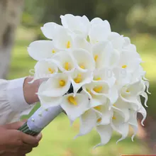 Г. Лидер продаж 2 Цвет Красивая 30 шт. Искусственные цветы слоновая кость/Желтый Калла Лили длинные букет Букеты свадебные букеты