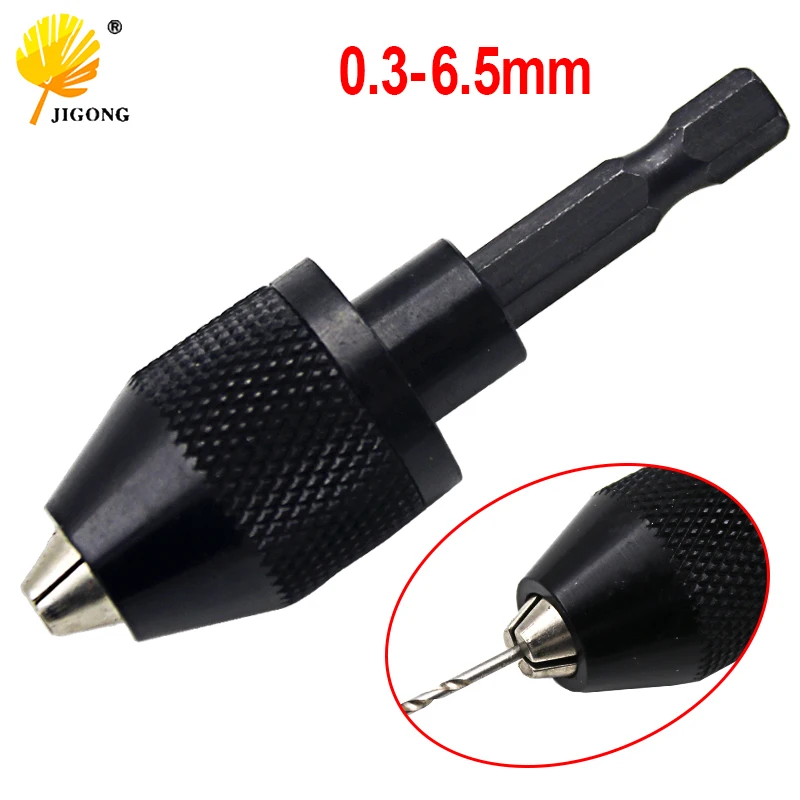 Keyless Chuck Driver 0.3-6.5mm Keyless Drill Chuck Screwdriver Impact Driver Adaptor 1/4