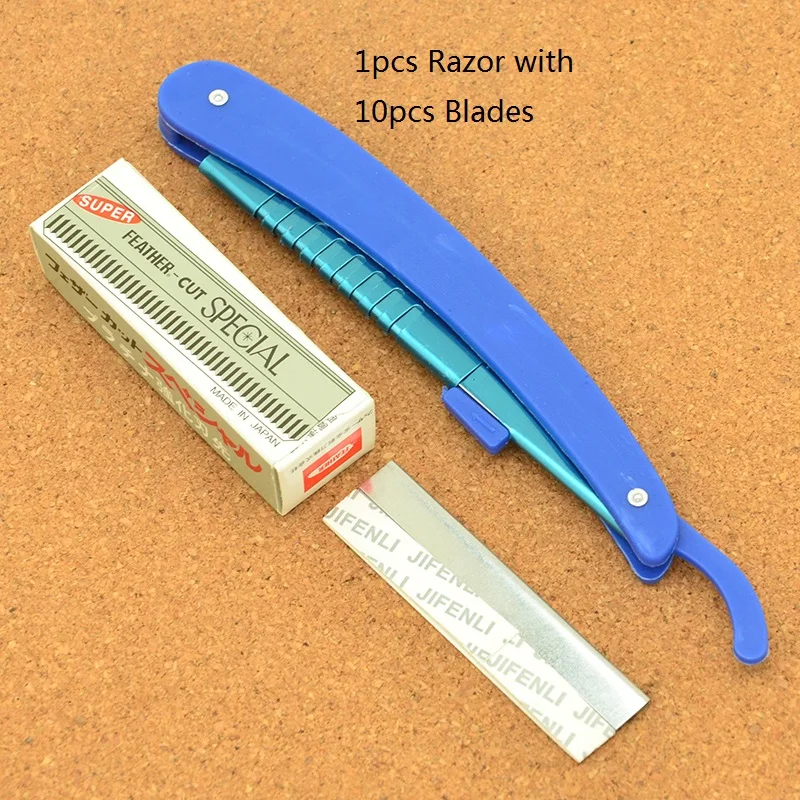 

Meisha 1PCS Men's Straight Razor with 10pcs Blades Folding Shaving Knife Scraping Eyebrow Knife Sharp Razors for Barbers HC0010