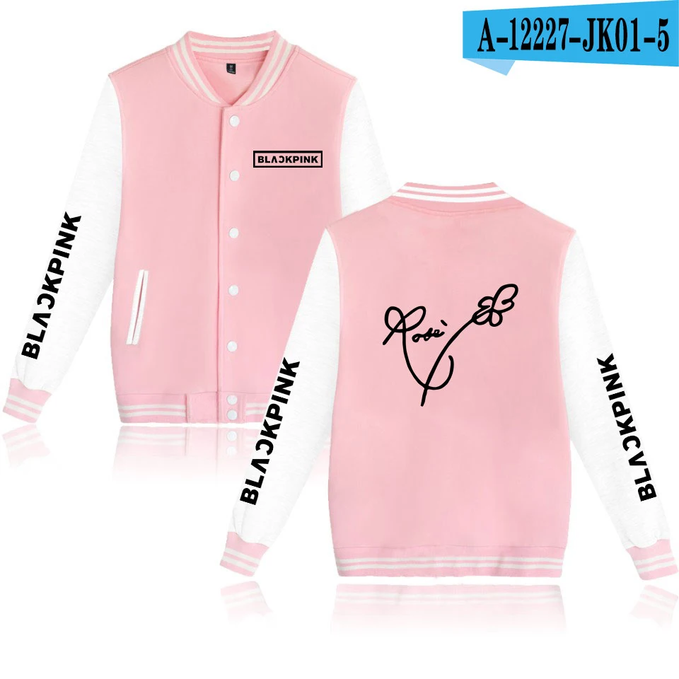 Черно-розовая Классическая бейсбольная Толстовка в стиле Харадзюку с монолитным рисунком, толстовка K Pop, бейсбольная форма, повседневная куртка большого размера XXXXL - Цвет: pink