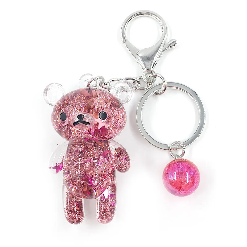 

Bear Powder Moving Liquid Keyring Fantasy Keychain Glitter Quicksand Star Keychain Car Key Pendant Creative Birthday Gift