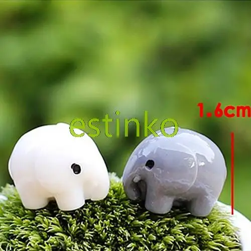 Micro Landscape Crafts Cute Elephant Black White 2pcs/set Resin Mini Ornament Scenery Bonsai Accessory for Flower Pot Decoration