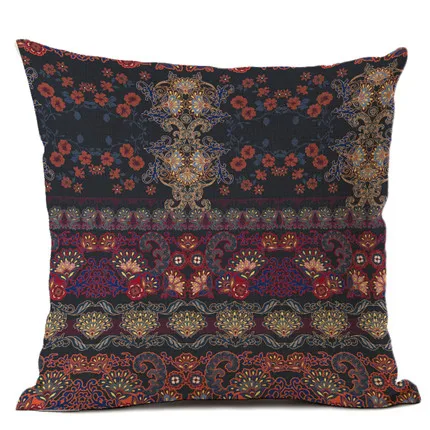 Colorful Abstract Ethnic Floral Classical Mandalas Pattern Prints Vintage Patchwork Retro Geometric Cushion Cover Pillow Case