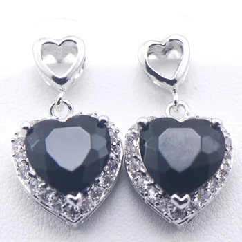 

New Black Onyx Woman 925 Sterling Silver Crystal Earrings TE399