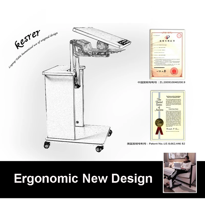 Kesrer-T Многофункциональный передвижной стол для ноутбука, вращающийся подъемник, диван, прикроватная подставка для ноутбука, ленивый компьютерный стол