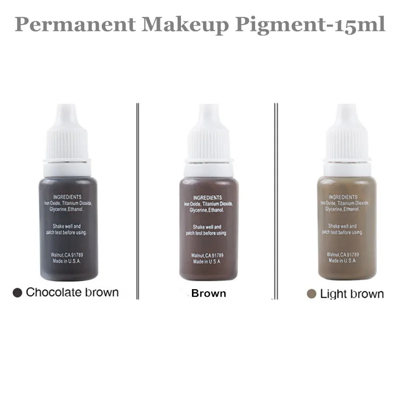 

3 pcs / Lot Permanent Eyebrow Lip Eyelash Makeup Pigment 1/2OZ 15ML Tattoo Ink Set Micro Pigment Cosmetic Color Tattoo Supplies
