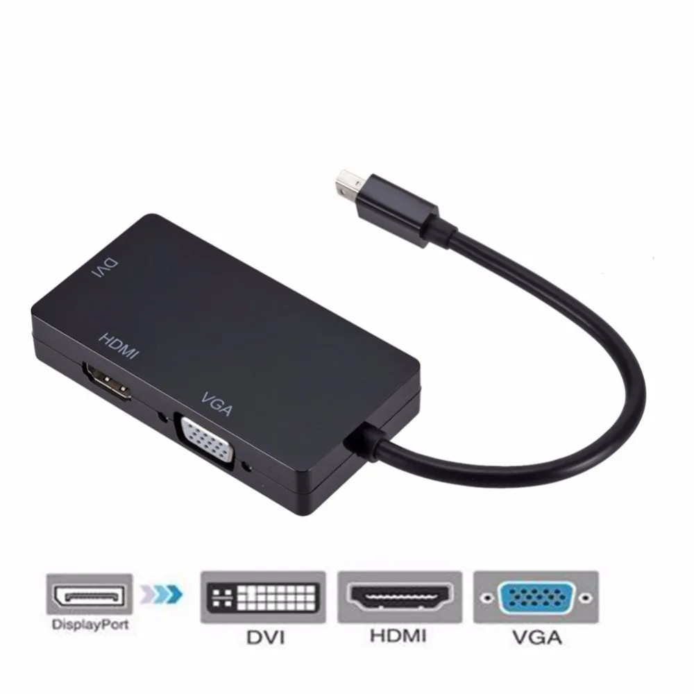 3 в 1 Мини-порт дисплея к HDMI VGA DVI адаптер мини DP конвертер аудио видео кабель для ТВ ПК ноутбук Macbook