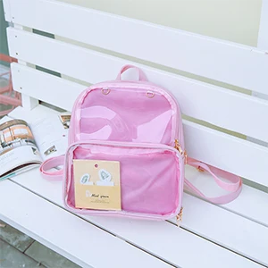 Прозрачный ITA сумка Для женщин рюкзаки из ПВХ прозрачная Цвет прозрачный кожанные сумки для студентов рюкзак, школьные рюкзаки для девочек-подростков, Itabag - Цвет: Pink