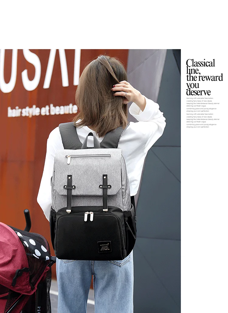 Fashion Diaper Bag Mummy Backpack Large Capacity Maternity Nappy Bag Usb Baby Stroller Bag Waterproof Oxford Handbag For Mother (19)