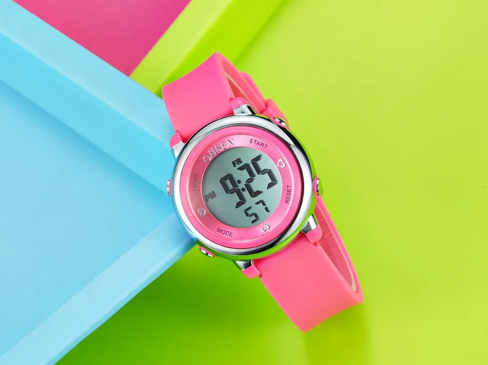 Новинка Ohsen цифровой бренд светодиодный модные спортивные детские женские наручные часы с силиконовым ремешком 50 м Водонепроницаемый Будильник relogio feminino