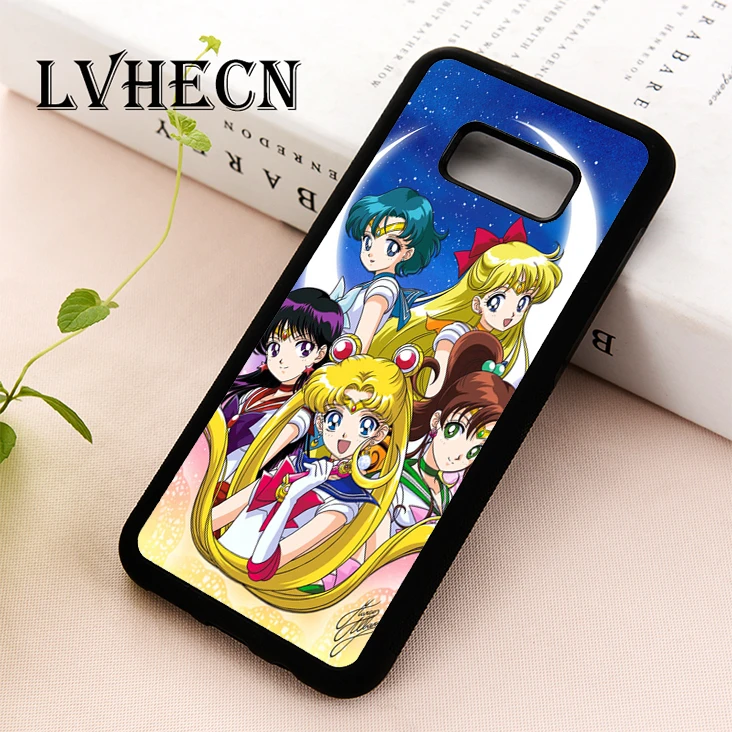 

LvheCn TPU phone case cover for Samsung Galaxy S5 S6 S7 S8 S9 S10 EDGE PLUS S10e Note 5 8 9 sailor moon Texudo cartoon anime