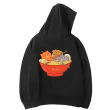 Рамен лапша и кошки мужские толстовки японские толстовки Харадзюку теплый флисовый свитер уличная толстовка с капюшоном Прямая поставка Мужская одежда