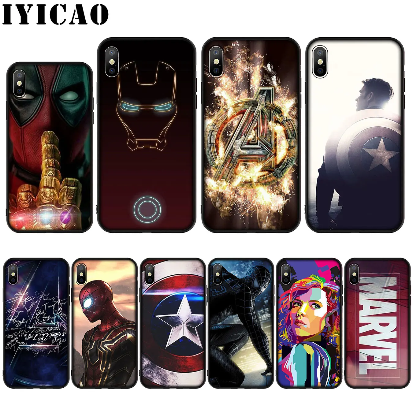 

IYICAO MARVEL The Avengers Silicone Soft Case for iPhone XR X XS Max 8 7 6 6S Plus 5 5S SE Cover