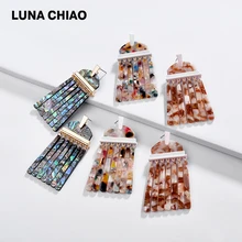 LUNA CHIAO, модные ювелирные изделия, красочные акриловые геометрические массивные серьги, синие серьги-гвоздики с эпоксидной смолой для женщин