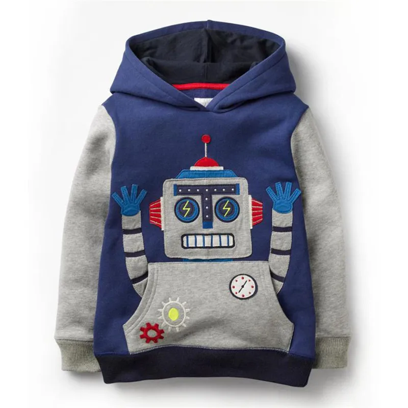 SLW Jumping Meters Boys Hoodies Robot Appliques Sweatshirts Baby Kids Long Sleeve Tops Cotton Winter Clothes Clothing Boy Girl