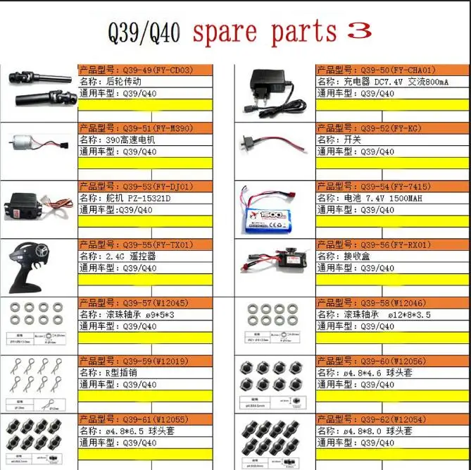 JJRC Q39 Q40 Feiyue FY-01 FY-02 FY-03 1/12 RC автомобиль запасные части мотор сервопривода приемник дистанционного управления зарядное устройство аксессуары 3