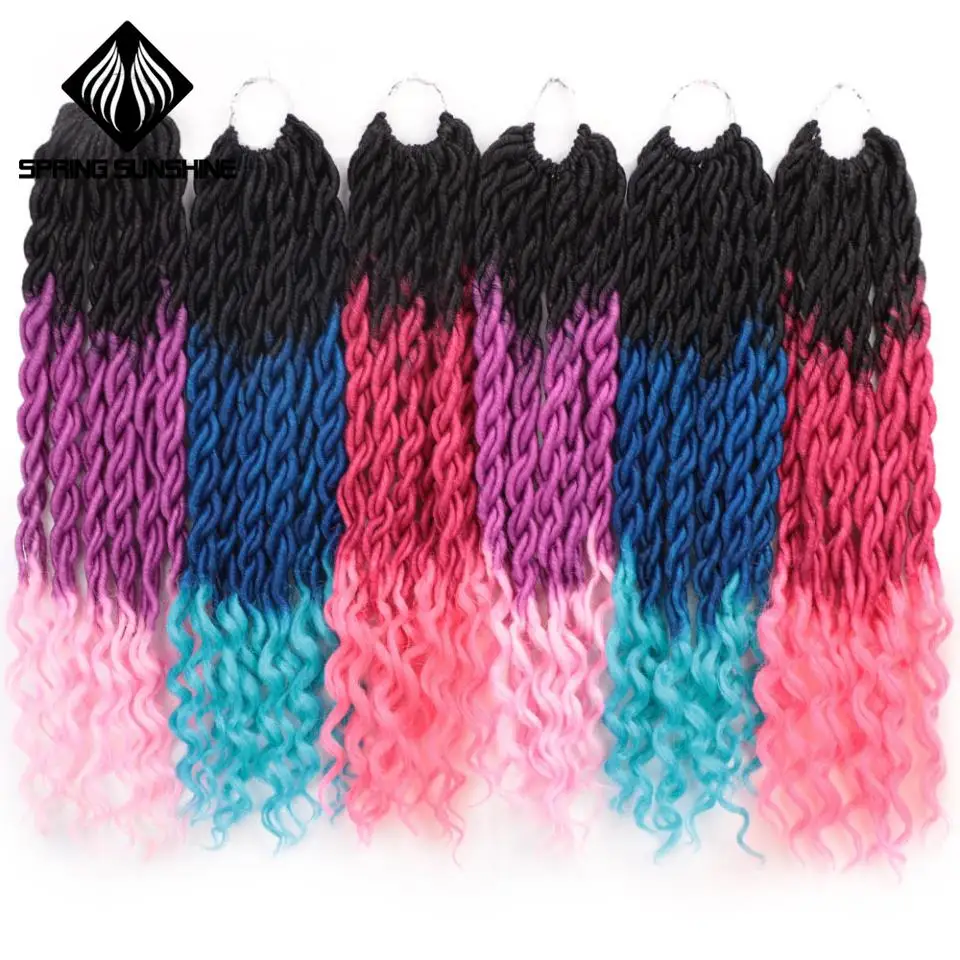 Spring sunshine 18inch Ombre Faux Locs Curly Crochet Hair