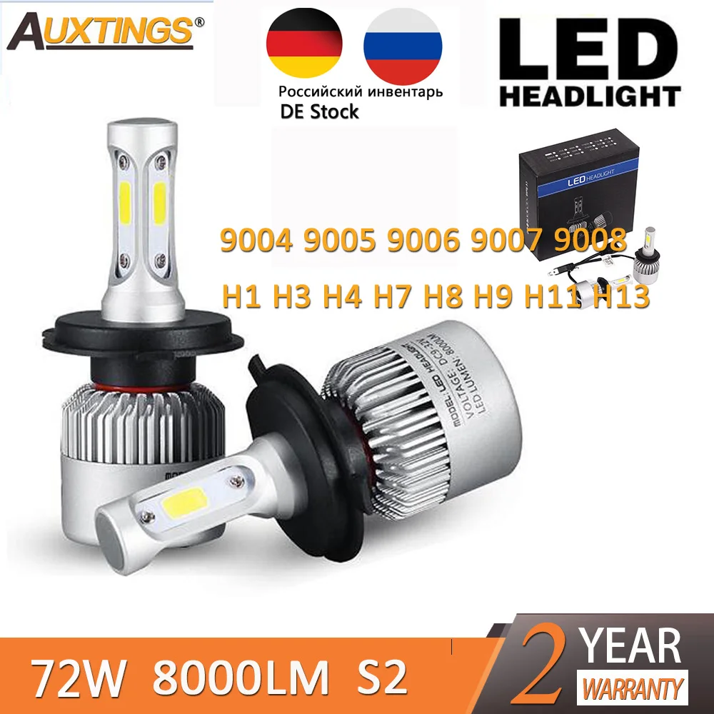 S2 H1 H4 H7 H13 H11 H8 H9 H1 9005 9006 H3 9004 9007 9008 LED Headlight 72W 8000LM Car LED Head Light Bulb Fog Light 6500K 12V S2 H1 H4 H7 H13 H11 H8 H9 H1 9005 9006 H3 9004 9007 9008 LED Headlight 72W 8000LM Car LED Head Light Bulb Fog Light 6500K 12V