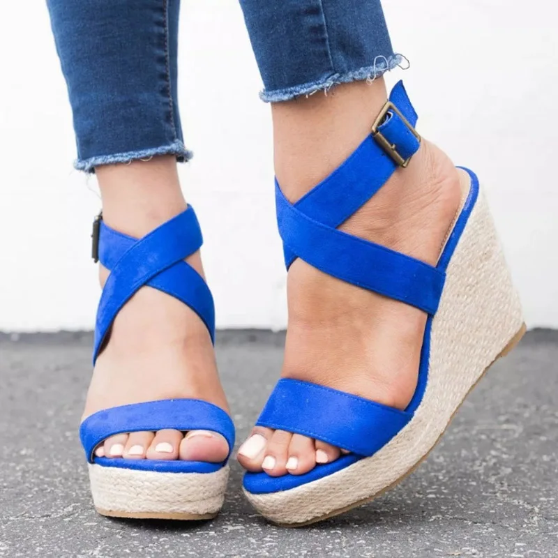 

Tangnest Women Wedges Sandals Platform Leopard Gladiator Cross-tied High Heels Peep Toe Casual Shoes Plus Size 35-43 XWZ5839