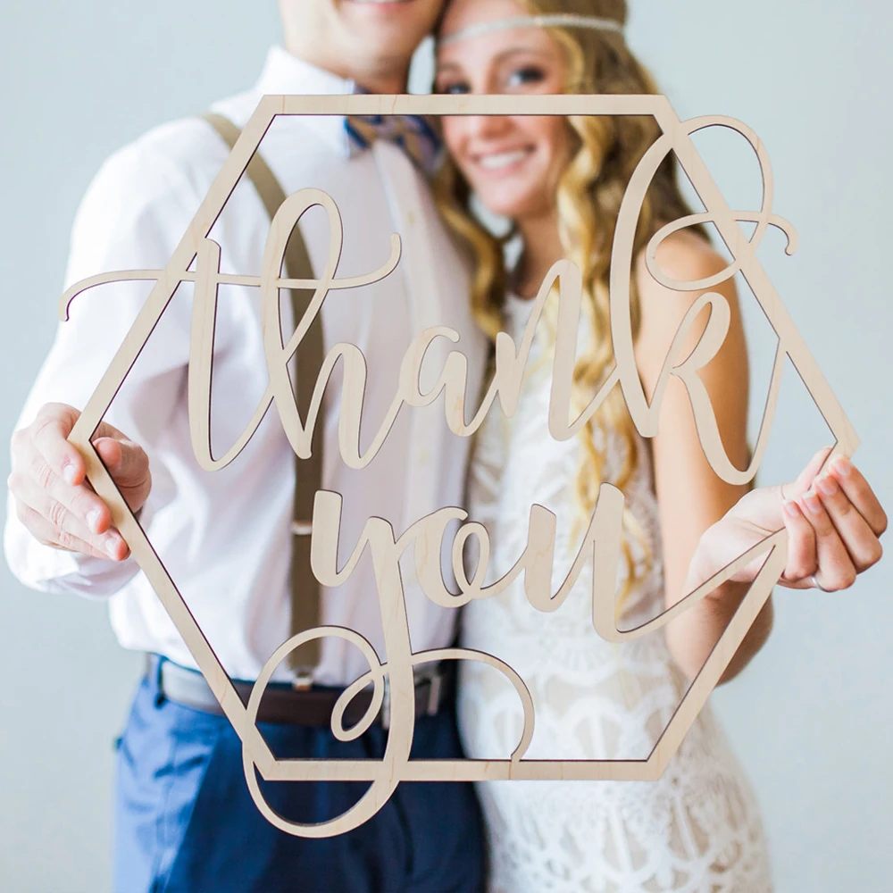 

Thank You Letter Photography Props Wedding Decoration Bride and Groom Photo Props Decor for Party Bachelorette Party Supplies