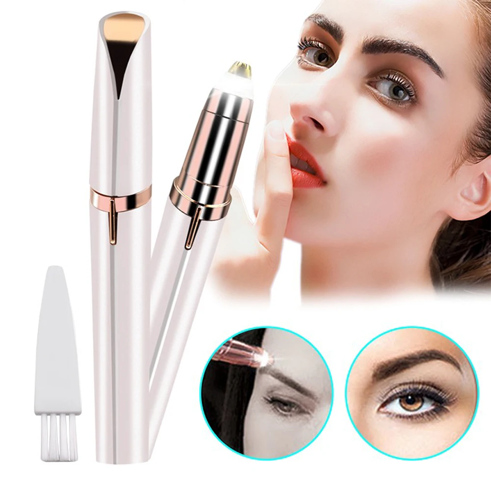 

Brows Eyebrow Shaper Hair Remover Pain Free Built-in Led Light and battery 18-karat Gold Plated Head Is Hypo-allergenic
