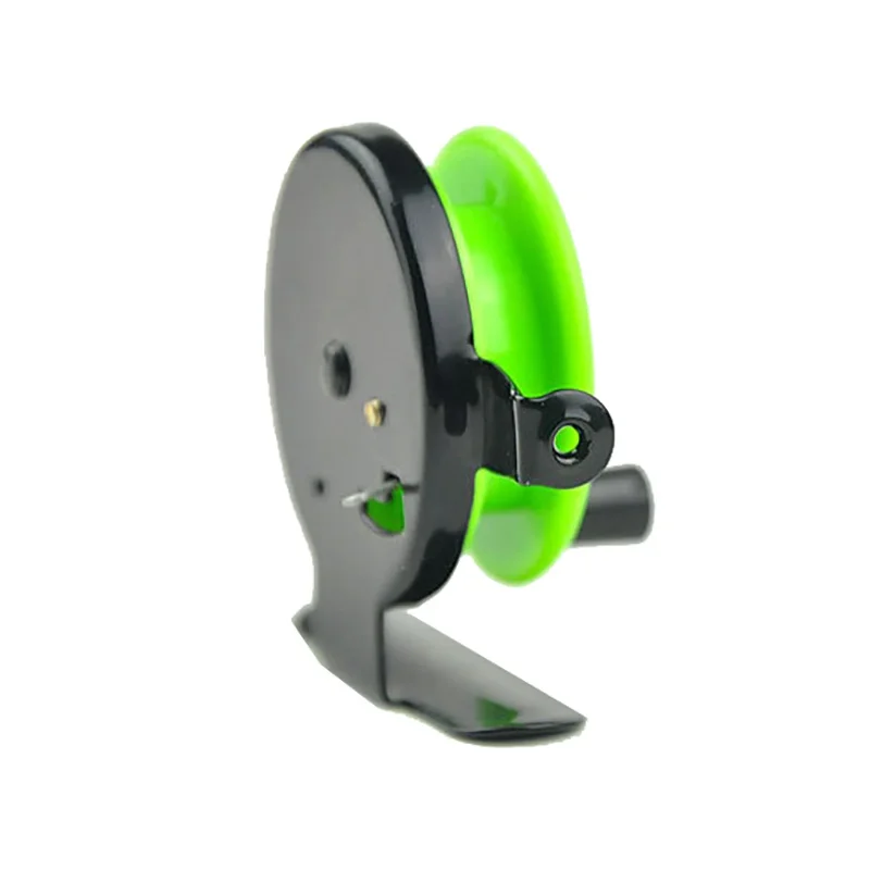 1pc Small Green Ice Fishing Reel Metal Plastic Lightweight Corrosion Resistant Right Handed Fly Fishing Wheel