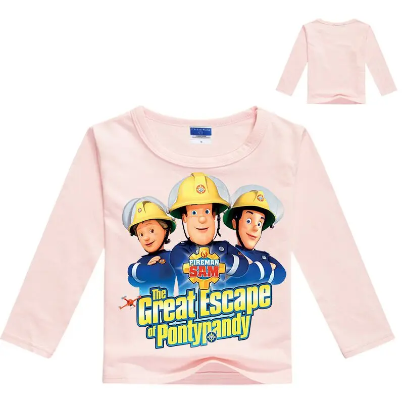 Новинка весны для маленьких мальчиков Костюмы пожарный футболка Дядя Сэм с длинными рукавами детская футболка; рубашки для мальчиков; детская футболка с принтом для детей модный топ - Цвет: color at picture