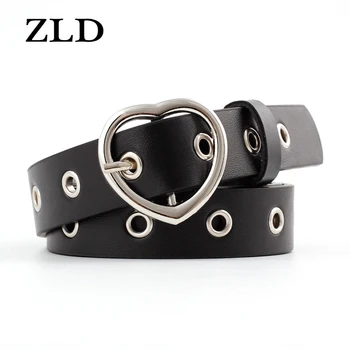 

ZLD 2019 new pin buckle fashion wild belt Senior designer lady love button buckle hollow decorative eye belt female pants belt