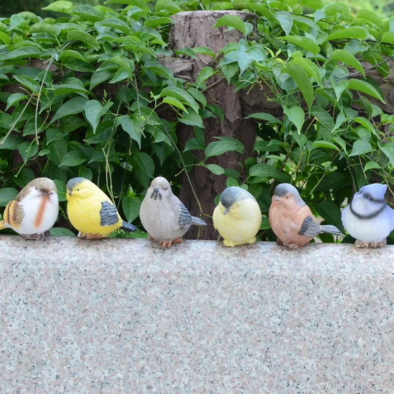 Kopen 6 stks set Simulatie Vogel Standbeeld Woondecoratie Meubels Hars Ambachtelijke Tuinieren Tuin Landschap Decor Ornament