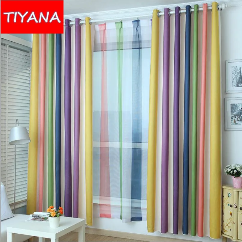 Colorful Striped Fashion High Quality Curtains For Bedroom Blackout