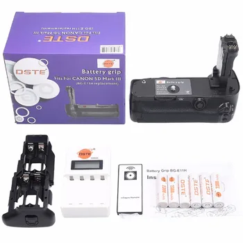 

DSTE BG-E11 Remote Control Battery Grip + Charger + 6x Rechargeable Batteries AA NI-MH Battery for Canon 5D Mark III 5D3 Camera