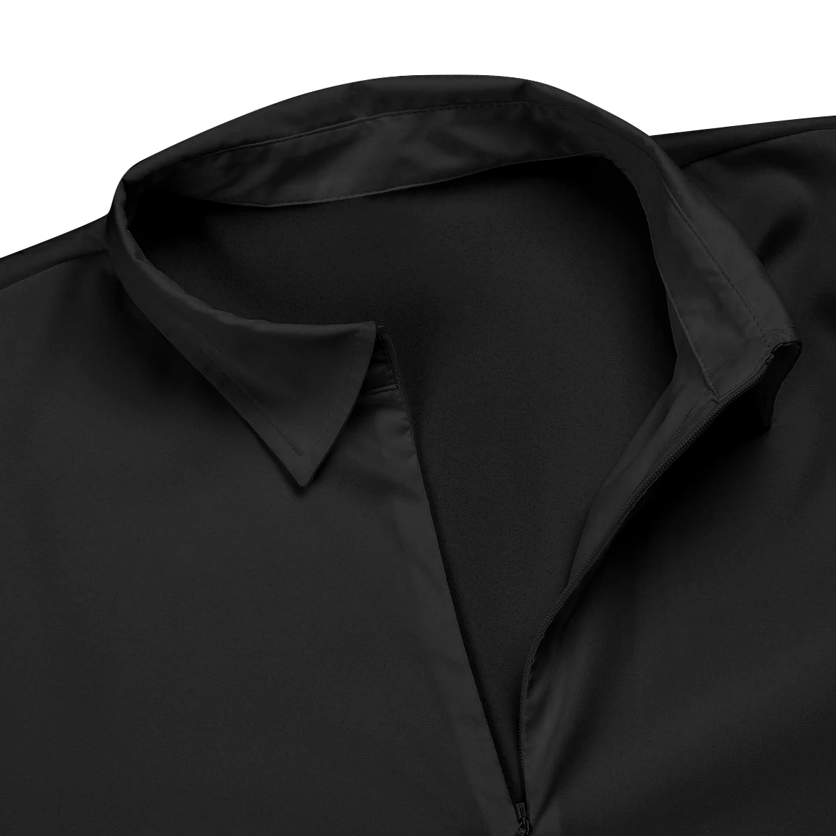 Feeshow Mens Long Sleeve Zipper Romper Tuxedo Shirt Camisas Hombre Solid Color Soft Smooth Latin Modern Dance Shirt with Bowtie