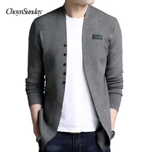 Новинка,, мужской Однотонный свитер средней длины, кардиган Тренч, мужской повседневный осенний Однотонный мужской кардиган