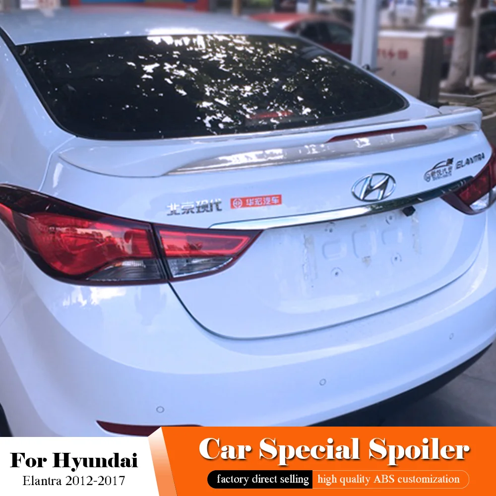 

For HYUNDAI ELANTRA 2012 to 2017 High Quality ABS Plastic Car Rear Wing Primer Color Rear Spoiler Read Stop Brake Lamp LED Light